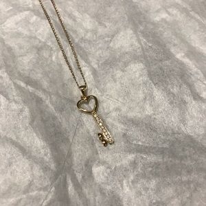 Key to my heart 14k gold and cz necklace